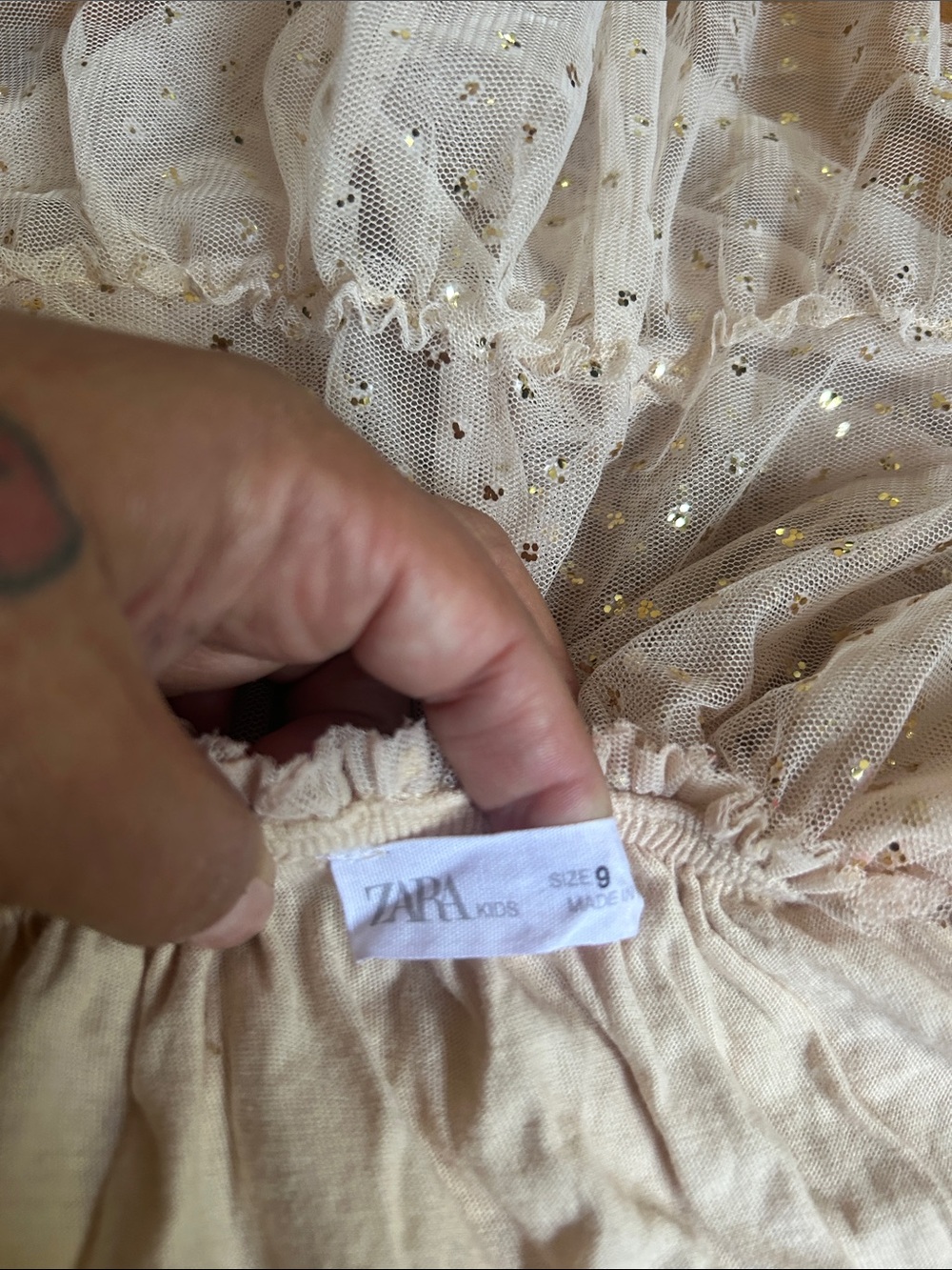 Zara Kids Cream Dress with Gold Glitter